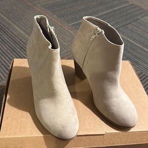 Tan, booties, low heel comfortable great condition